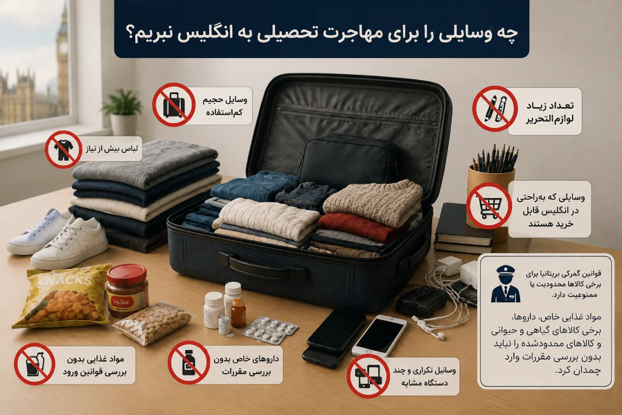 چه وسایلی برای مهاجرت به انگیس نبریم